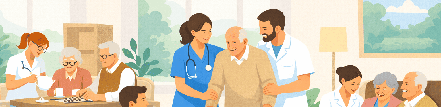 assistenti sanitari che aiutano gli anziani in casa di riposo